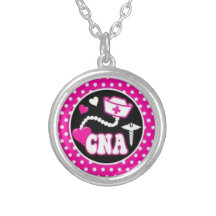 Pink polka dot CNA necklace