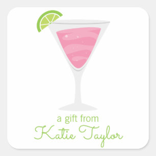 Pink Polka Dot Cocktail Personalised Stickers