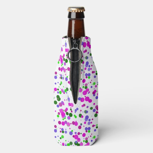 Pink Polka Dot Confetti Bottle Cooler (Bottle Back)