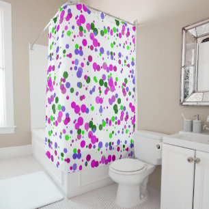 Pink Polka Dot Confetti Shower Curtain