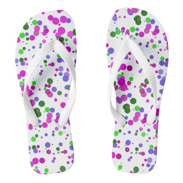 Pink Polka Dot Confetti Thongs (Footbed)