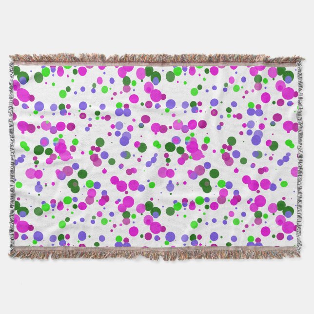 Pink Polka Dot Confetti Throw Blanket (Front)