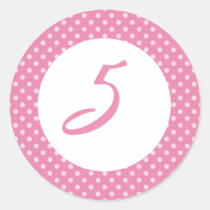 Pink Polka dot Cupcake Topper Classic Round Sticker