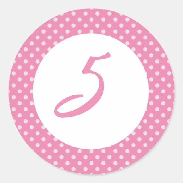 Pink Polka dot Cupcake Topper Classic Round Sticker (Front)
