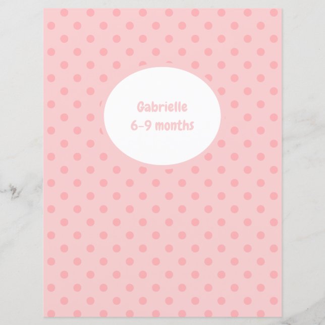 Pink Polka Dot Divider - Baby Photo Album Insert (Front)