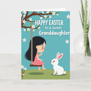Pink Polka Dot Dress Girl Card