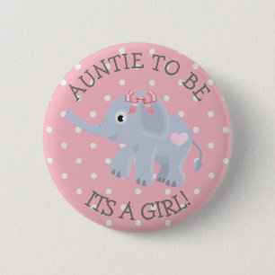 Pink Polka Dot Elephant Aunt to be Baby Shower Pin