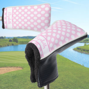 Pink polka dot golf head cover ladies custom name