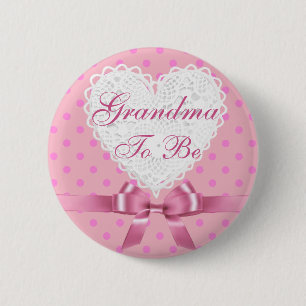 Pink Polka Dot Grandma to be Baby Shower Button