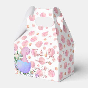 Pink polka dot hatching baby dinosaur personalized favour box