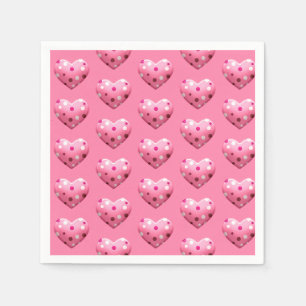 Pink Polka Dot Heart Baby Girl Baby Shower Napkin