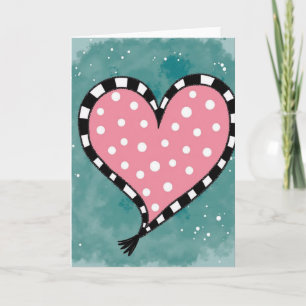 Pink Polka Dot Heart Love Card