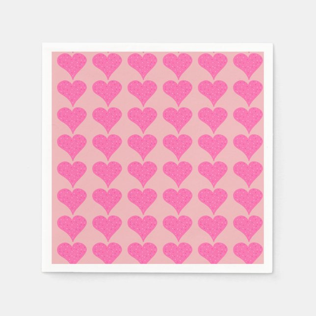 Pink Polka Dot Hearts Napkin (Front)