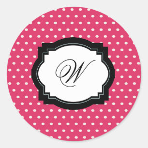 Pink Polka Dot Initial Sticker