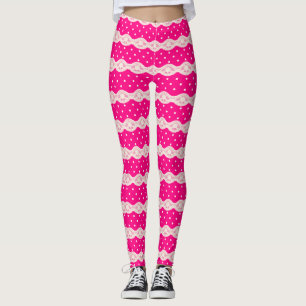 Pink Polka Dot Lace Leggings