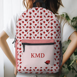 Pink Polka Dot LadyBug Girls Printed Backpack