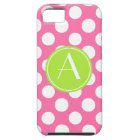 Pink Polka Dot Lime Circle Monogram