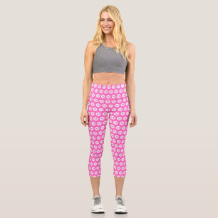 Pink Polka Dot Monogram Capri Leggings