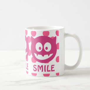 Pink Polka Dot Monster SMILE Coffee Mug