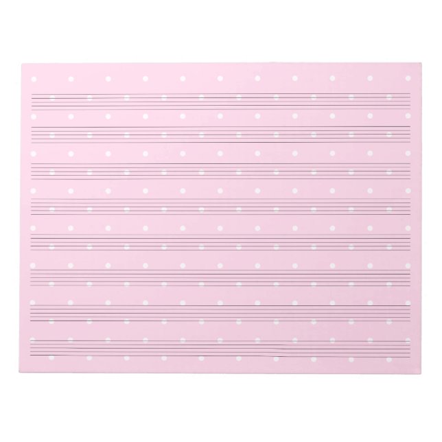 Pink Polka Dot Music Manuscript Paper 8 Staves Notepad (Front)