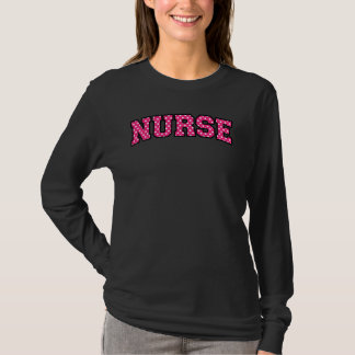 Pink Polka Dot Nurse Typography T-Shirt
