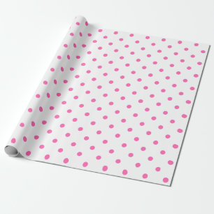 Pink Polka Dot on White Large Space Wrapping Paper