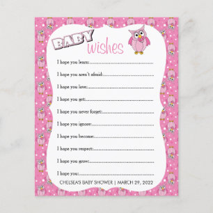 Pink Polka Dot Owl Baby Shower Theme Baby Wishes Flyer