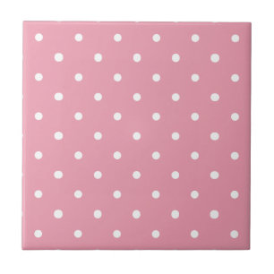 Pink Polka Dot Pattern Ceramic Tile