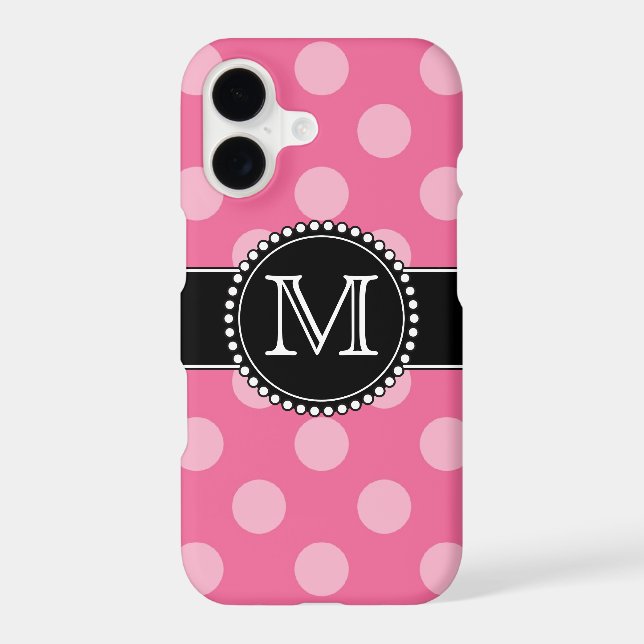 Pink Polka Dot Pattern Monogrammed (Back)