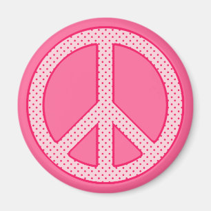 Pink Polka Dot Peace Magnet