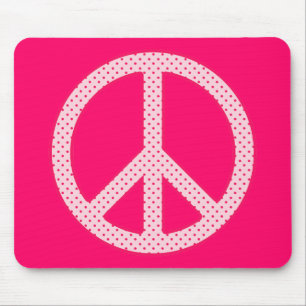 Pink Polka Dot Peace Mouse Pad