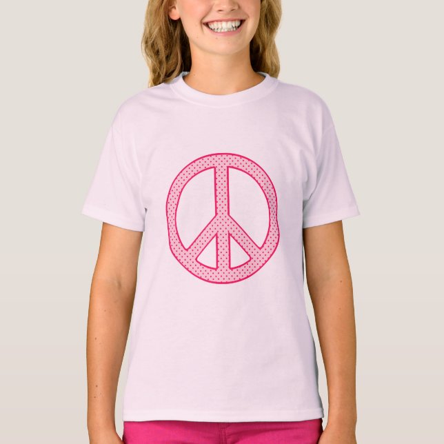 Pink Polka Dot Peace T-Shirt (Front)