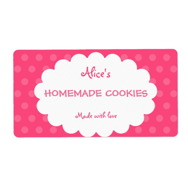 Pink Polka Dot Personalised Homemade Cookies (Front)