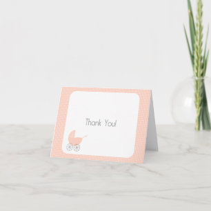 Pink Polka Dot Pram Thank You Card