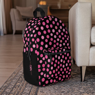 Pink Polka Dot Printed Backpack