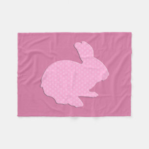 Pink Polka Dot Silhouette Bunny Fleece Blanket