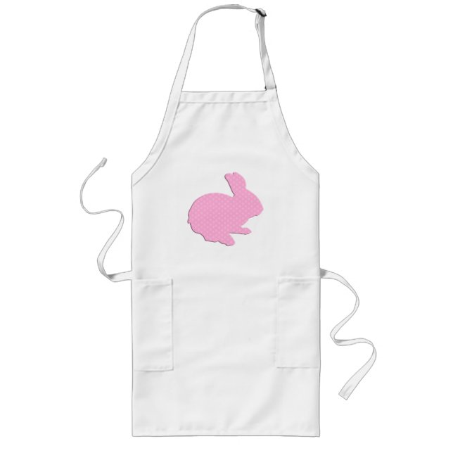 Pink Polka Dot Silhouette Easter Bunny Apron (Front)