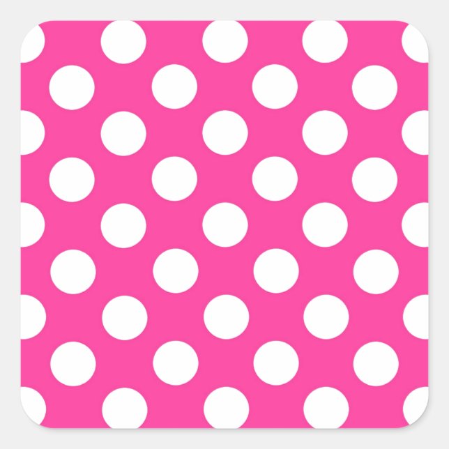 Pink Polka Dot Square Sticker (Front)