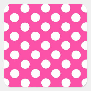 Pink Polka Dot Square Sticker