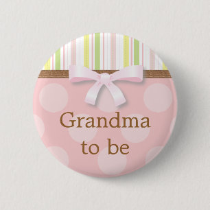 Pink Polka Dot Stripes - "Grandma to Be" Pin