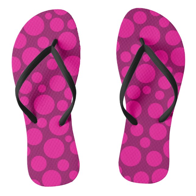 Pink polka dot thongs (Footbed)