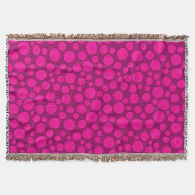 Pink polka dot throw blanket (Front)