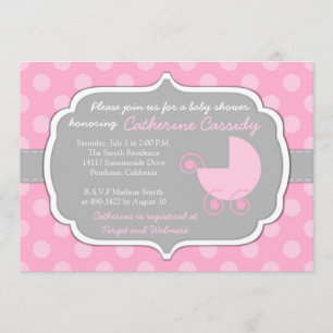 Pink Polka Dots Baby Girl Baby Shower Invitation