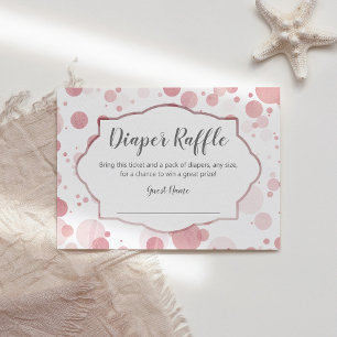 Pink Polka Dots Baby Shower Diaper Raffle Ticket Enclosure Card