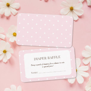 Pink Polka Dots Baby Shower Diaper Raffle Ticket Enclosure Card