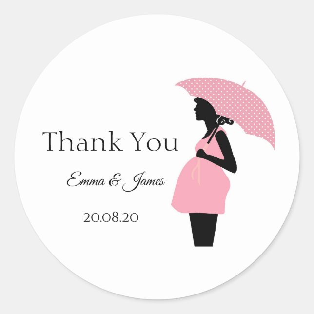 Pink Polka Dots Baby Shower Thank You Sticker (Front)