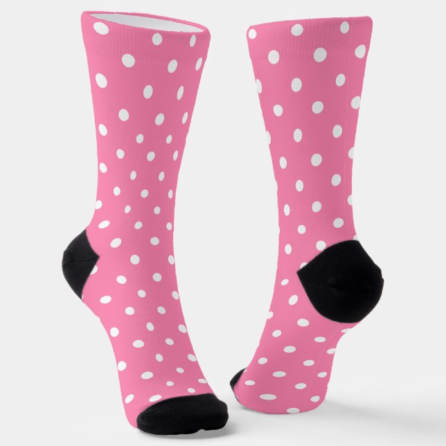 Pink Polka Dots Crew Socks (Angled)
