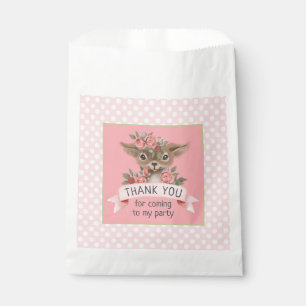 Pink Polka Dots Cute Deer Birthday Party for Girl Favour Bag