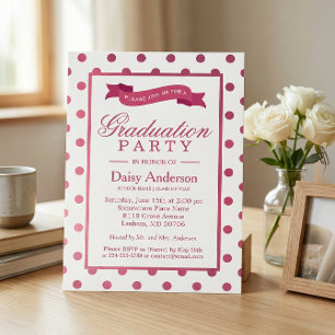 Pink Polka Dots Grad Graduation Party Invite
