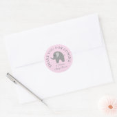Pink polka dots grey elephant baby shower stickers (Envelope)